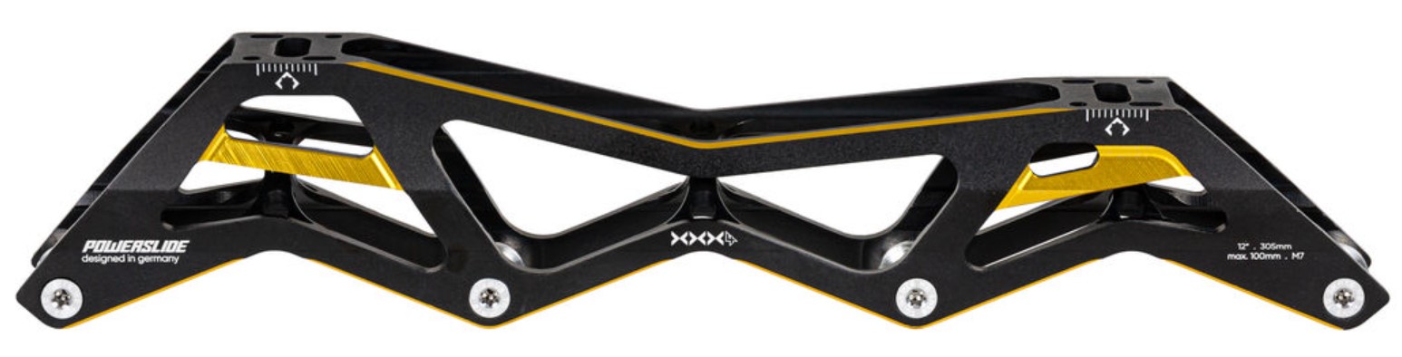 Powerslide 4xx100mm setup 3X frame with 195 mm mounting in black and gold